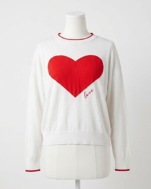 NEW SPLENDID leah love sweater in white/rouge
